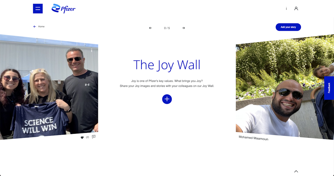 Pfizer user generated content Joy Wall