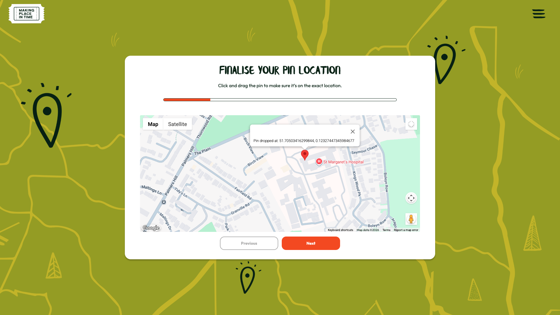 Finalise your location